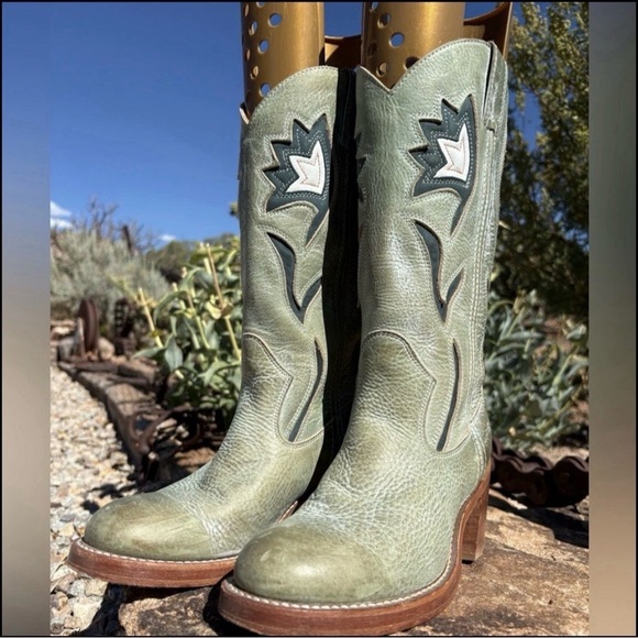 FRYE Campus Sabrina Boots Green Floral Inlay Vintage 7 Womenβs - Picture 5 of 16